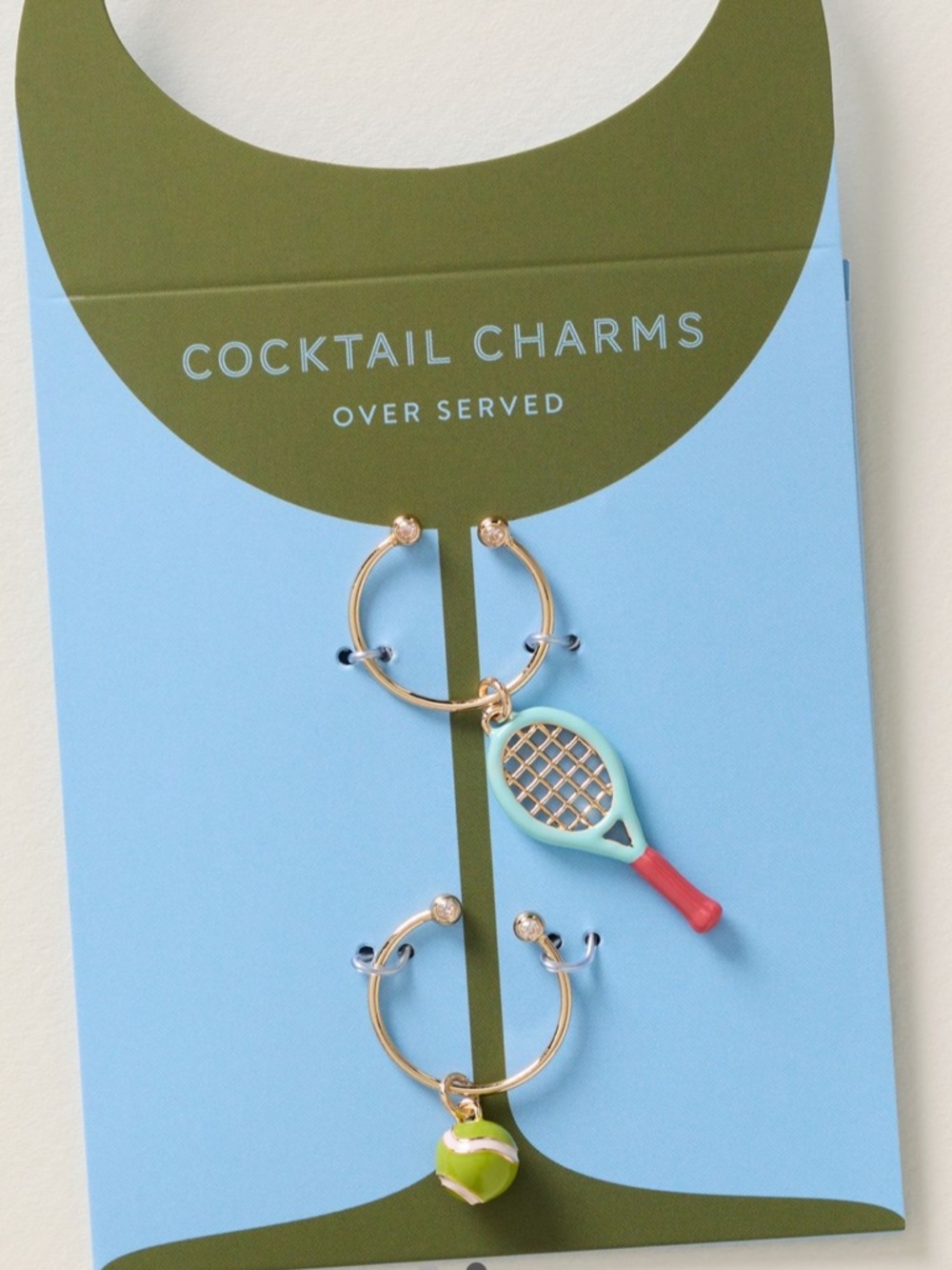 Anthropologie NWT Set of 2 Cocktail Charms Over Served Tennis Racket and Ball